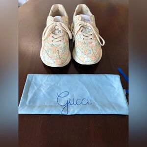GUCCI Liberty Rhyton Floral Muticolor Canvas Sneaker  Leather  8